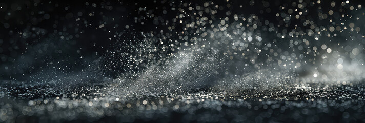 Obraz premium Shimmering bokeh effect of light on wet surface