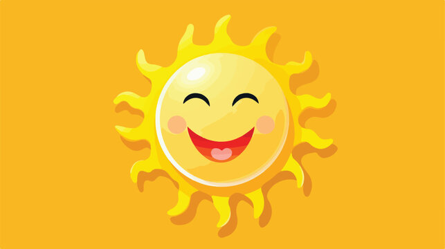 Smiling funny cartoon sun with 2d flat cartoon vact