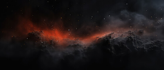 Majestic cosmic clouds in orange and black - obrazy, fototapety, plakaty