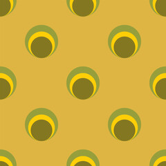 Seamless pattern with abstract shapes, circles. Retro colour. Vector illustration. - 782174461