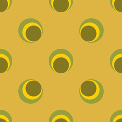 Seamless pattern with abstract shapes, circles. Retro colour. Vector illustration.