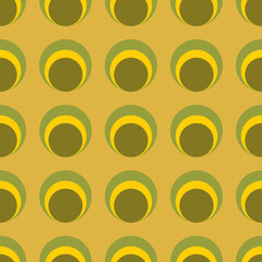 Seamless pattern with abstract shapes, circles. Retro colour. Vector illustration. - 782174483