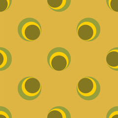 Seamless pattern with abstract shapes, circles. Retro colour. Vector illustration. - 782174484