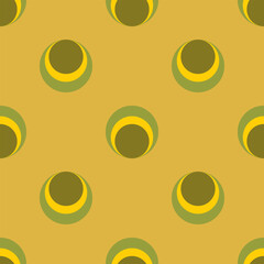 Seamless pattern with abstract shapes, circles. Retro colour. Vector illustration. - 782174487
