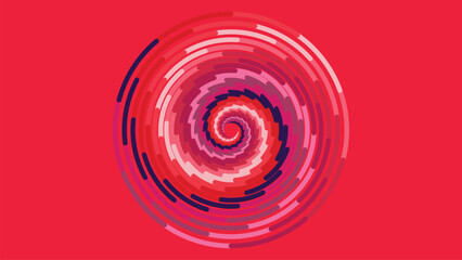 Fototapeta premium Abstract round spinning vortex style futuristic red contrast background. 