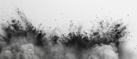 Monochrome explosion of black dust - obrazy, fototapety, plakaty