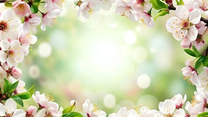 Obraz premium watercolor illustration of a tree with cherry blossom, flowers and branches spring background, flowers and leaves on white background.