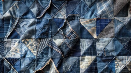 Crafting Memories A Patchwork Bedspread with Geometric Denim Patterns
