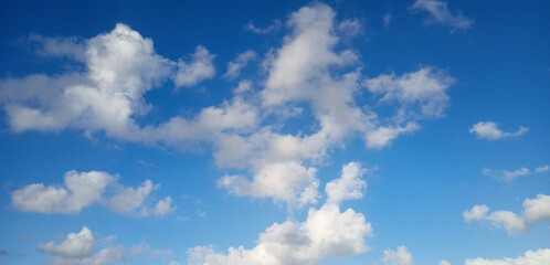 Beautiful Blue Sky and Fluffy White Clouds: A Natural Background of Serenity