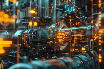 Fototapeta premium an abstract image of a machine with yellow lights
