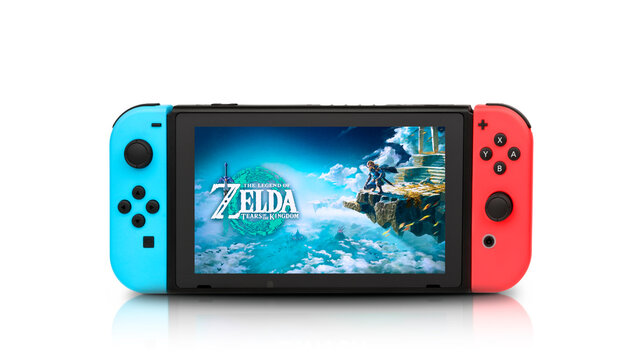 Nintendo Switch with Zelda Tears of the Kingdom on screen, 11 Apr, 2024, Sao Paulo, Brazil
