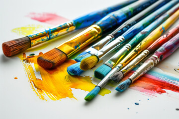 Colorful Paint Brushes and Strokes