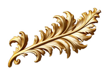 Gold acanthus on transparent background. Ornament engraving crest floral retro pattern antique style