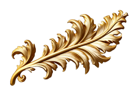 Gold acanthus on transparent background. Ornament engraving crest floral retro pattern antique style