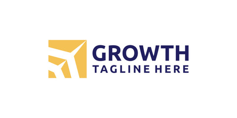 logo design creative growth, arrow, flight, plane, aviation, logo design template, symbol, icon, vector, creative idea.
