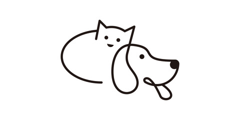 logo design creative animal pet, dog and cat, minimalist line, logo design template, symbol, icon, vector, creative idea.