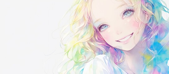 Graceful Anime Portrait: Serene and Delicate Beauty in Watercolor