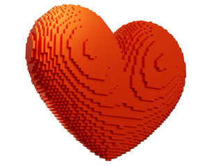 Love in Voxels :  Pixelated hearts in shades of red come together in this adorable 3D voxel set. Perfect for Valentine's Day designs, love content, or data visualization.