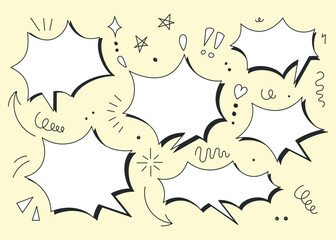 Vector chat speech or dialogue. Set of hand-drawn speech bubbles. Doodle illustration