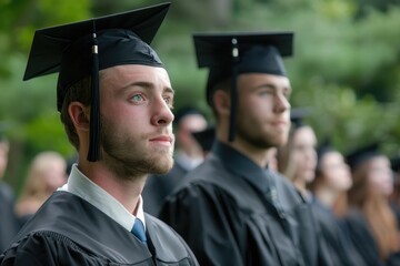 male standing before graduation on a graduation day