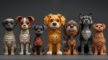 Explore a variety of breeds and species to showcase the diversity and appeal of your 3D pet collection. - obrazy, fototapety, plakaty