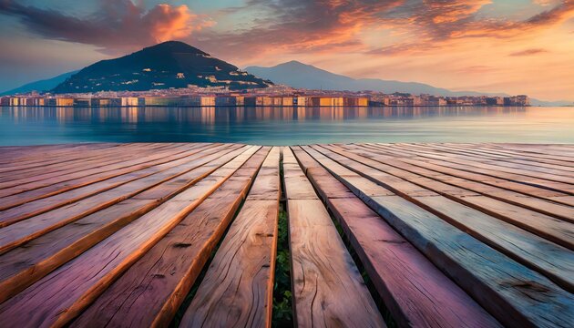 Hues of Tranquility: Painted Planks Leading to Serene Landscapes