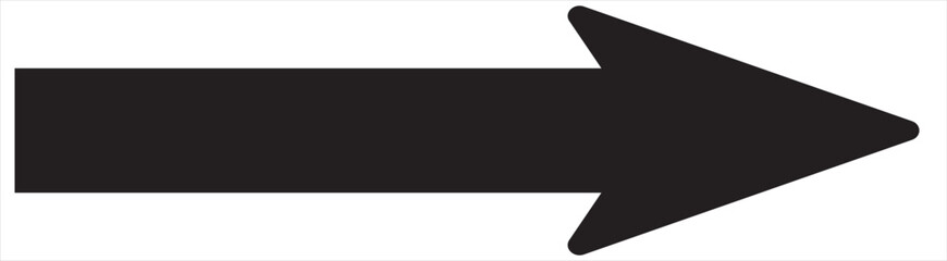 Black large backwards or right pointing solid long arrow icon sketched as vector symbol
