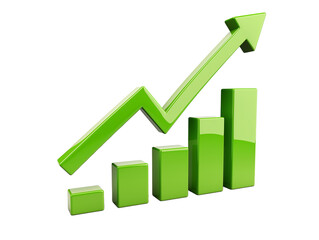 3D cartoon green arrow pointing up in the shape