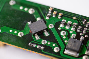Rectifier small on printed circuit board.