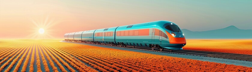High-speed train journey through countryside, modern, travel, landscape