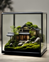 Japanese House in the glass dome 