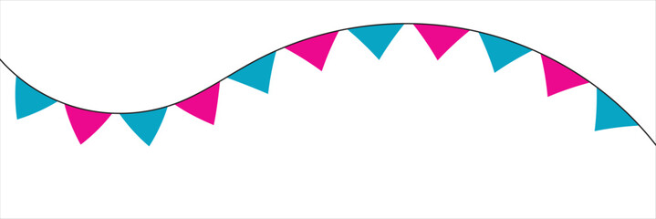 Obraz premium Triangular flag in a colorful celebration. colorful party 2D triangle flag on transparent background. Vector illustration. Illustration material: colorful triangle flag · 