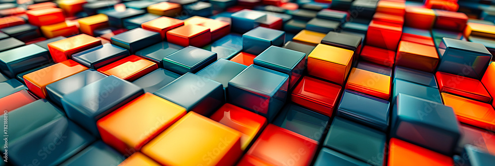 Poster abstract colorful cube pattern, creative geometric background with a mosaic of brightly colored bloc