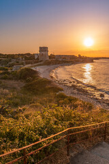 La Torretta beach on sunset in Bisceglie city in south Italy (Apulia, Italy)