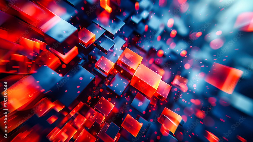 Poster abstract digital structure, futuristic technology and cyber design concept, blue grid and geometric 