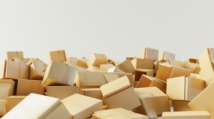 Fototapeta premium Stack of Disorganized Delivery Cardboard Boxes during Shopping Festival