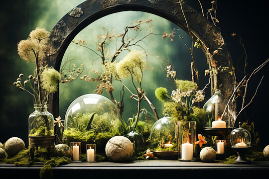 Nature-inspired decor: Decorative arangement with a nature theme.
