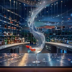 Sophisticated cocktail making in a bar, artistic, lifestyle photography, mixology art