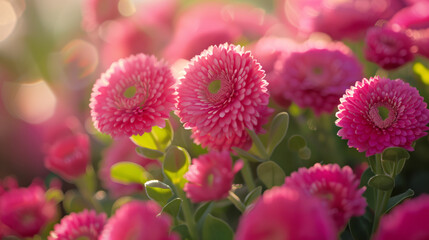 pink bellis flowers in a garden