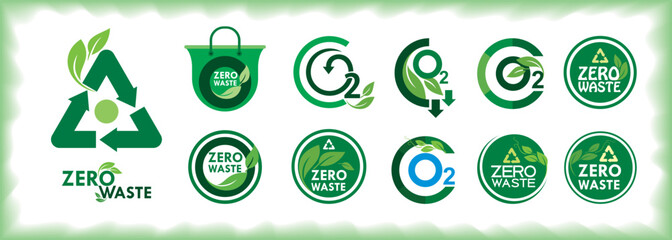 Eco friendly zero waste symbols that promote waste and earth saving.