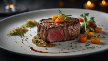 food presentation beef steak with astonishing plating