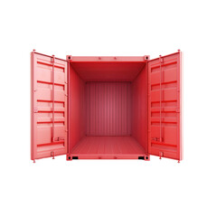 A red container with open doors