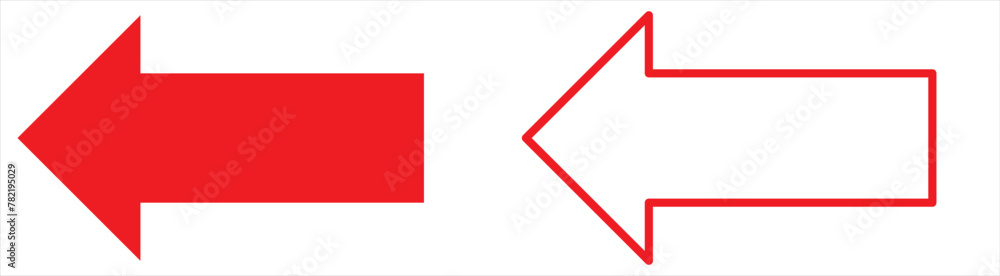 Poster red arrow to the left / vector, isolated
