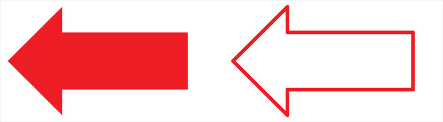 Red arrow to the left / vector, isolated