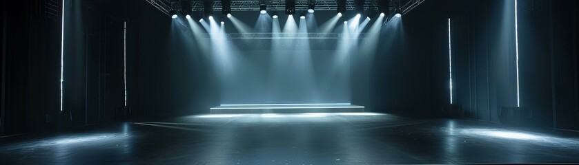 Empty stage with dramatic lighting. Performance and event concept