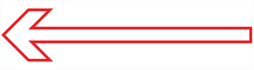 Red arrow icon. Straight long left vector arrow icon.