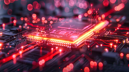 Advanced Processor Circuit, Futuristic Computing Technology, Digital Network and AI Concept