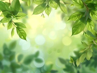 Summer background, green tree leaves on blurred background