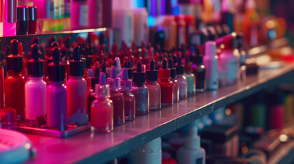 Organized and Colorful Nail Salon Station.