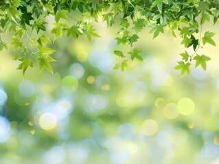 Fototapeta na wymiar Summer background, green tree leaves on blurred background